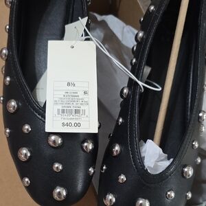a new day Black Studded Flats